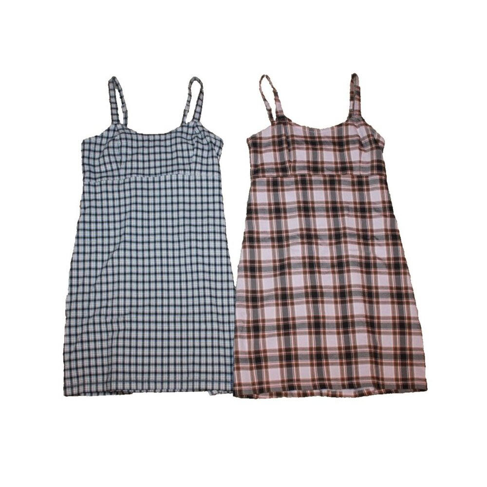 Hollister Mini Dress Womens Size Small Lot of 2 Blue & Purple Plaid Sleeveless